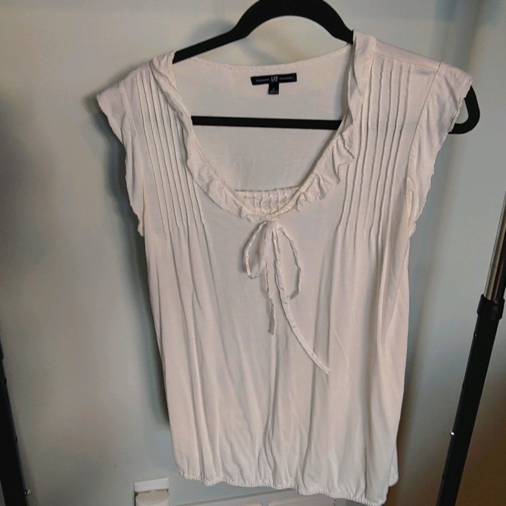 Gap Cream Sleeveless Blouse with Ruffles